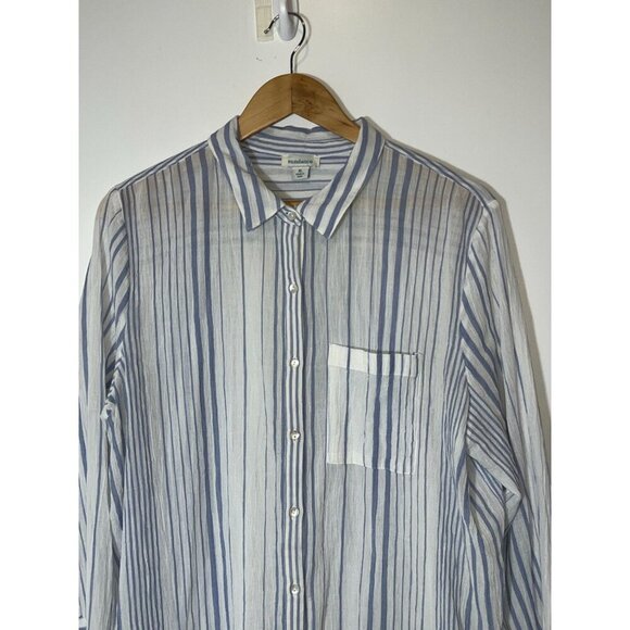 Sundance Womens Blue & White Striped Button-Up Shirt XL - Picture 3 of 10